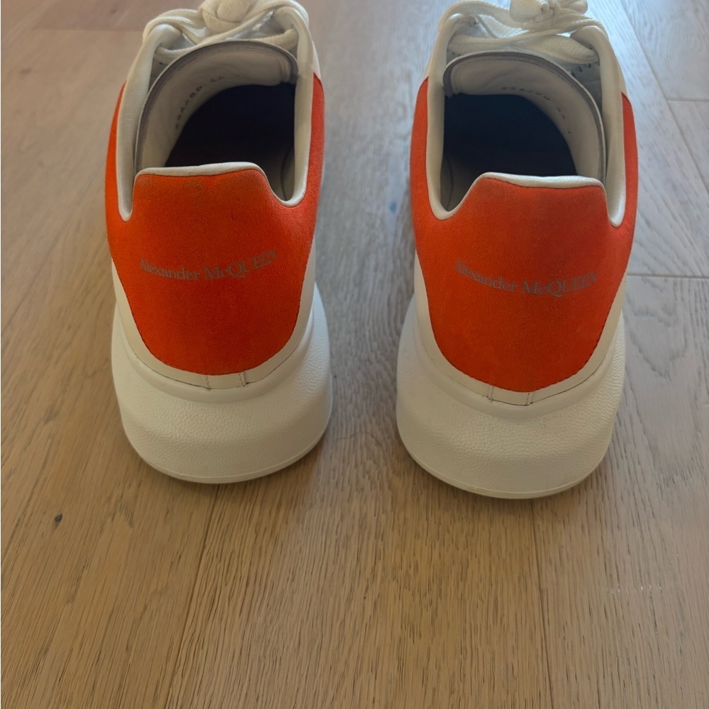 Alexander McQueen Men’s White Sneakers with Orangish Red Accents - Picture 3 of 6